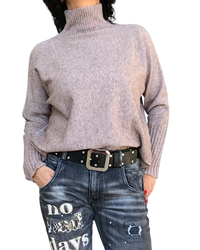 Chandail col cheminé moka chiné