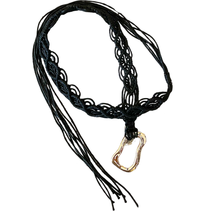 Ceinture noire tressée en ultra suède boucle doré