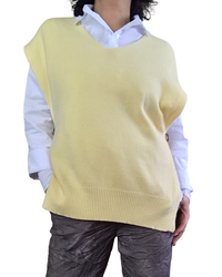 Débardeur en tricot col en V jaune pâle