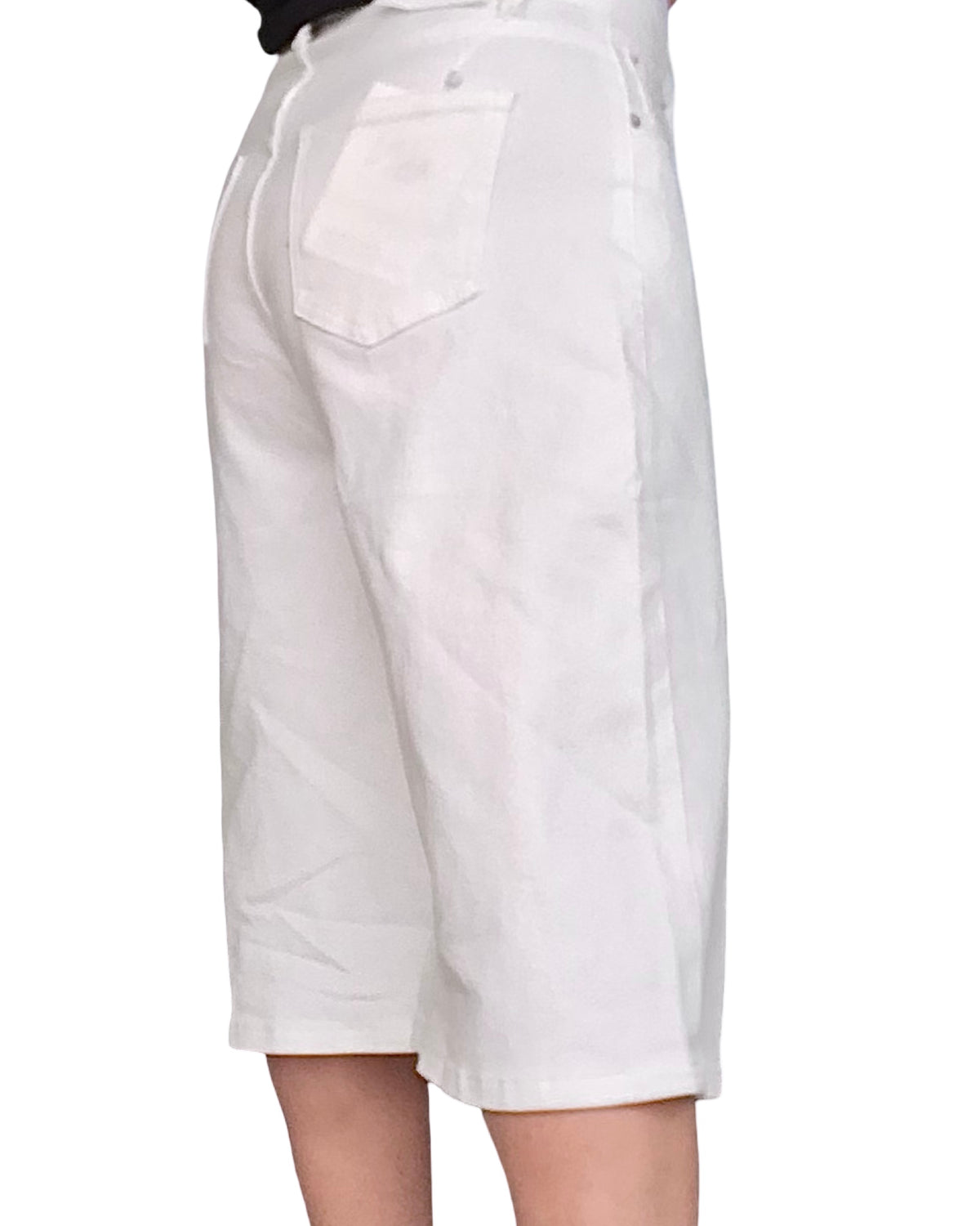 Jupe culotte en jeans blanc cassé au genou