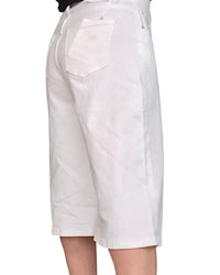 Jupe culotte en jeans blanc cassé au genou