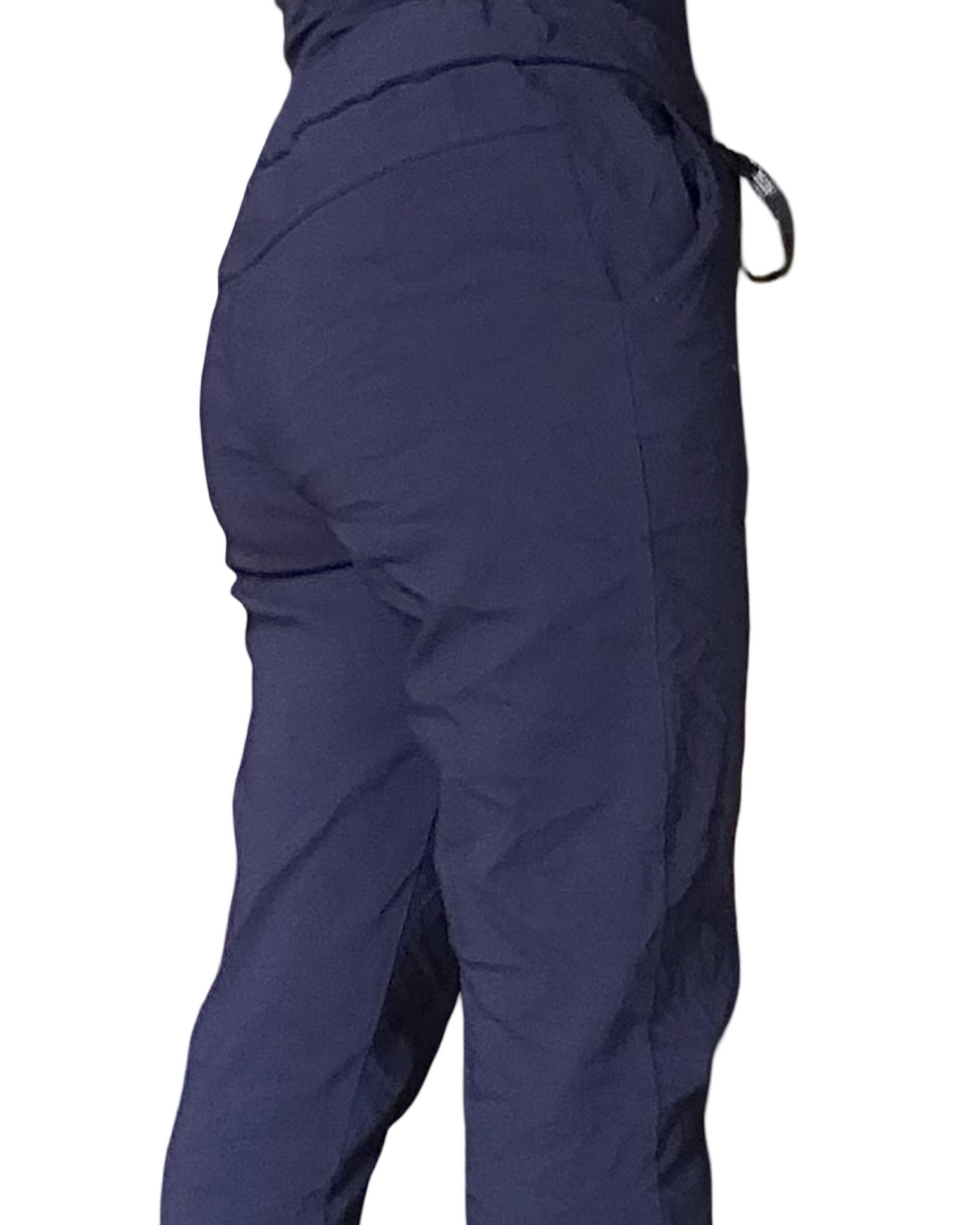 Pantalon marine à taille élastique avec 4 boutons sur la boutonnière et cordon
