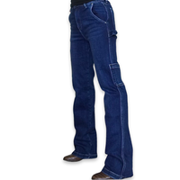 Jeans cargo bleu foncé jambe droite 30 pouces de jambe, taille au nombril