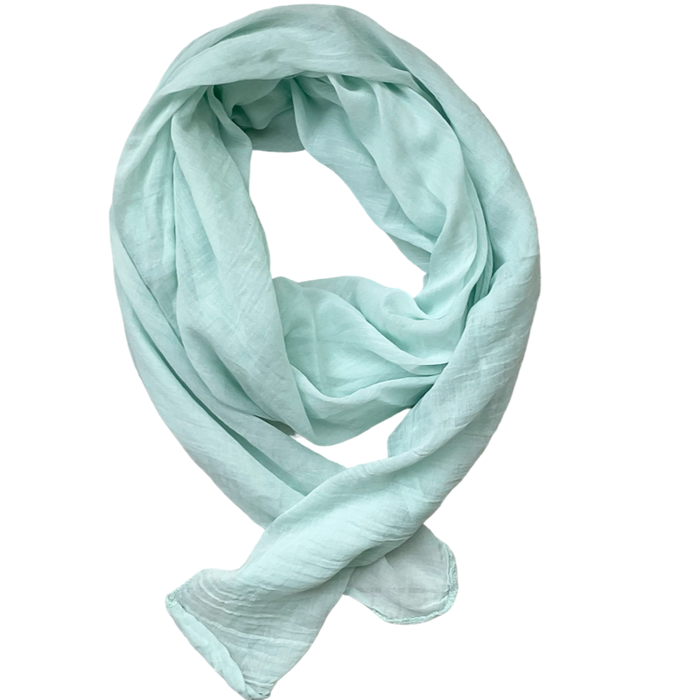 Foulard léger aqua 20% soie et  80%coton