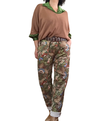 Chandail uni cognac, col en V manche 3/4