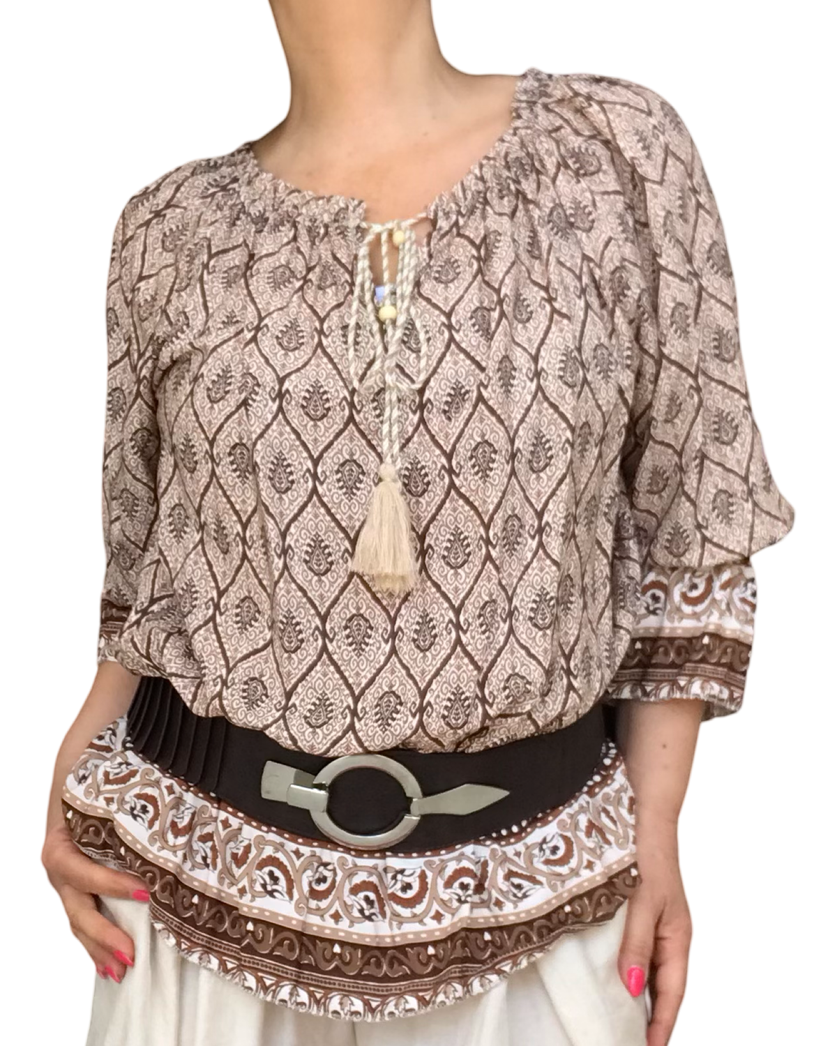 Blouse romantique imprimé aztèque chic & fluide