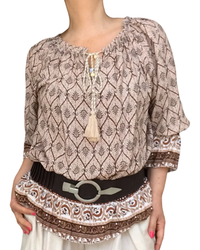 Blouse romantique imprimé aztèque chic & fluide