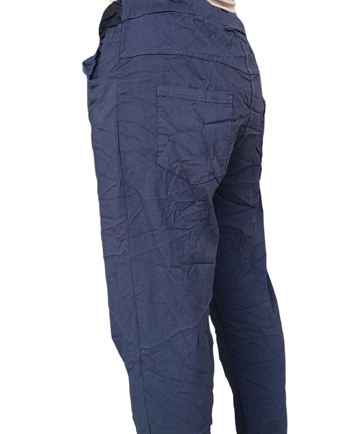 Pantalon bleu marin à taille élastique avec cordon de coté