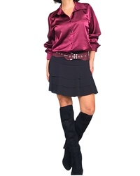 Jupe short noire taille élastique à volant