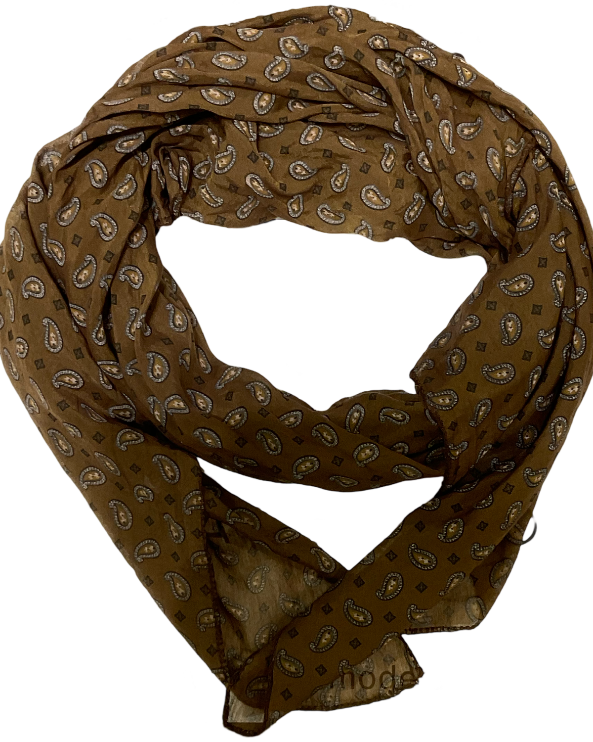 Foulard marron paisley soie et coton