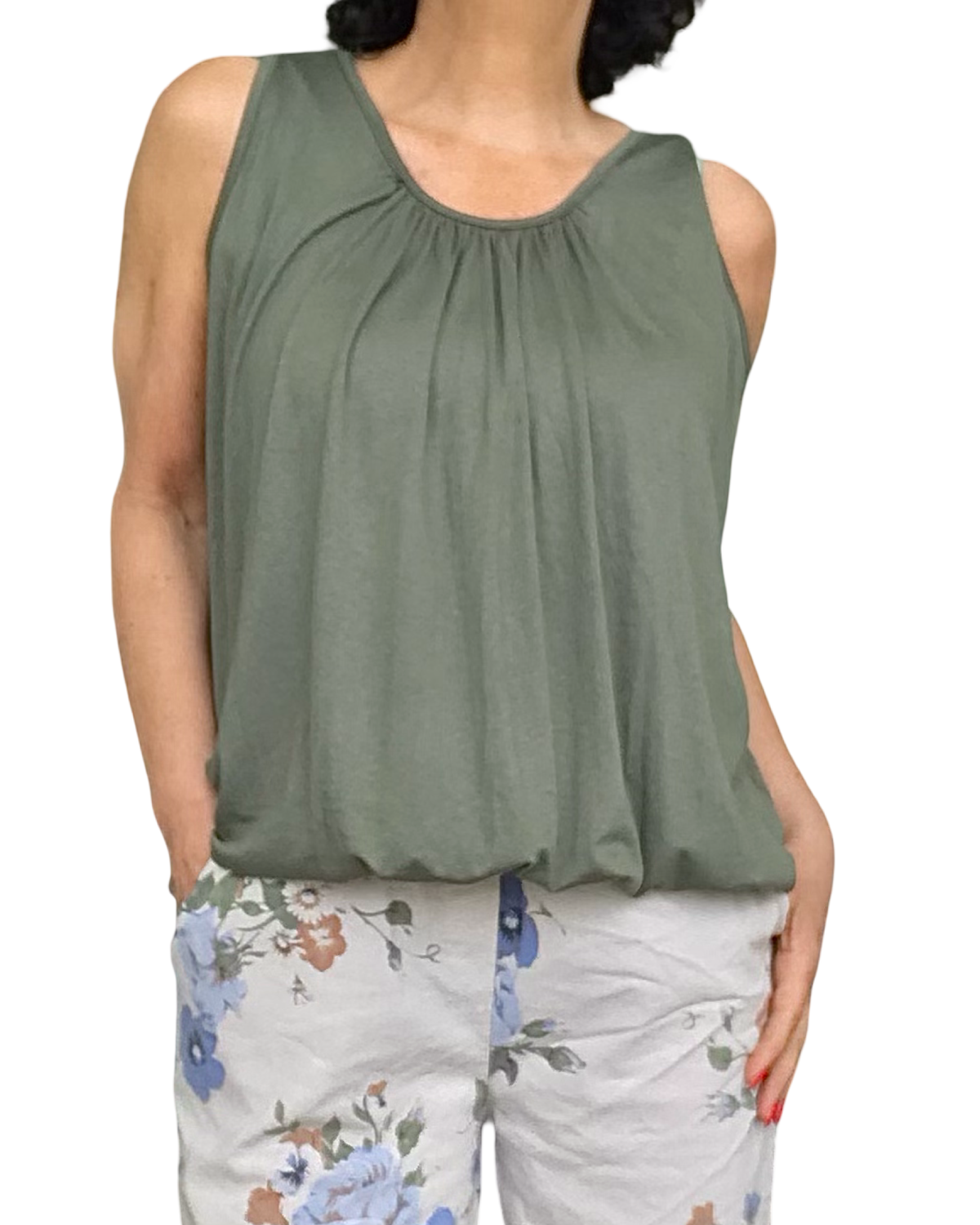 Camisole kaki élastique au bas