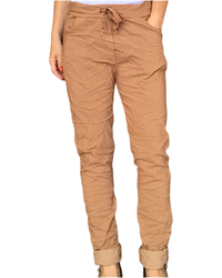 Pantalon camel à taille élastique avec cordon