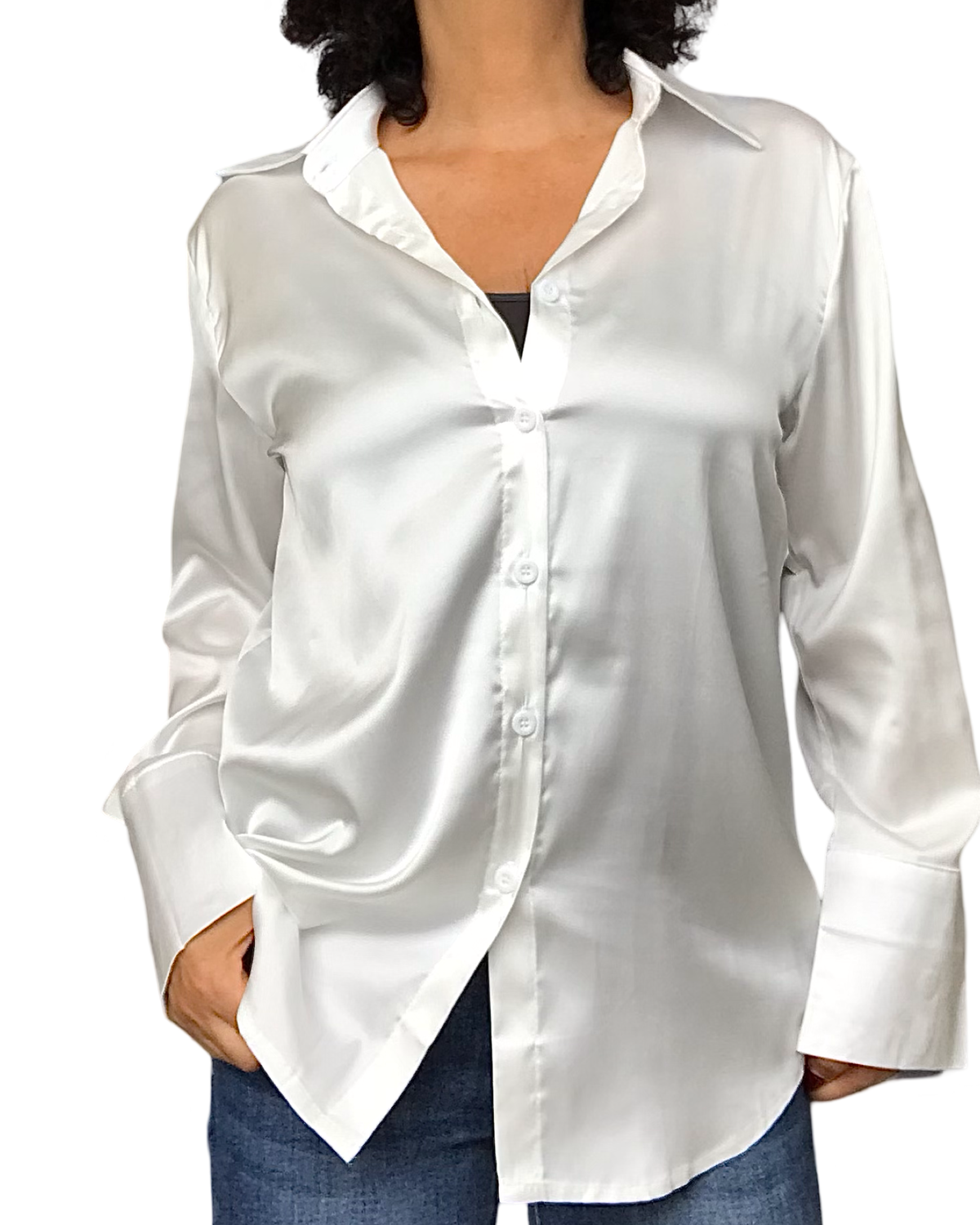 Chemise femme en satin blanche – Virage Mode