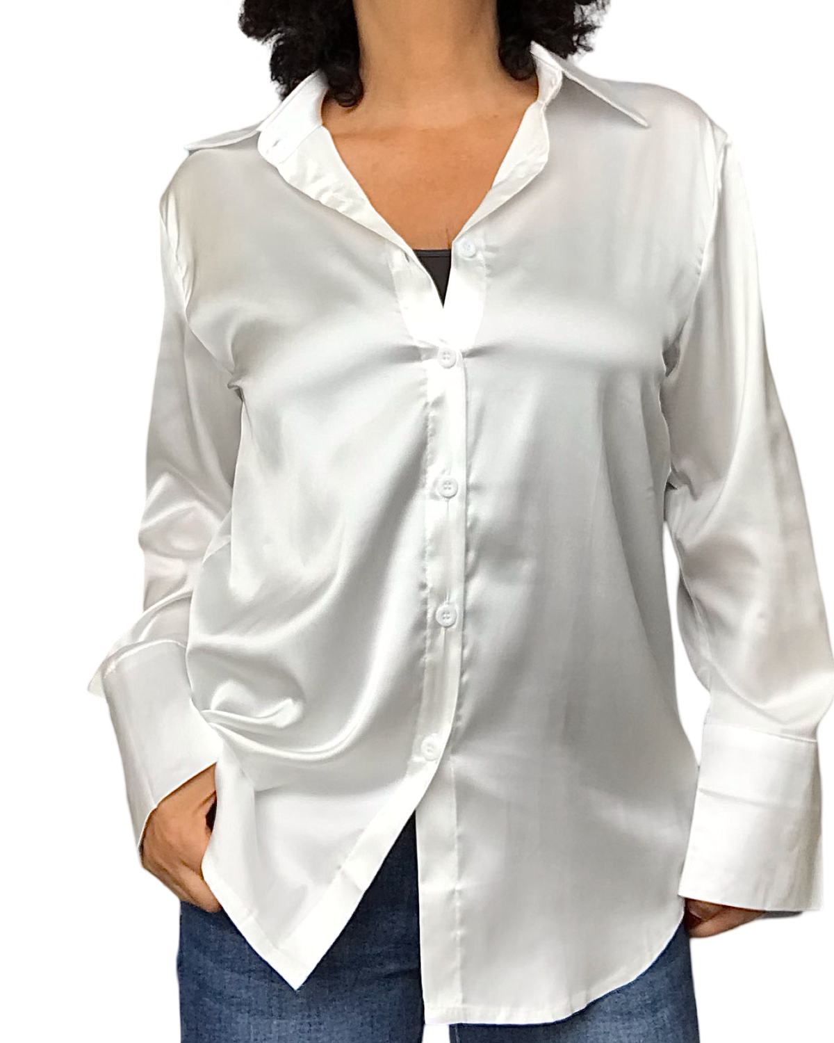 Chemise en satin blanche