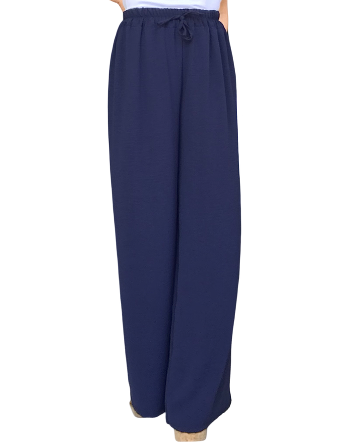 Pantalon palazzo 7/8 bleu marin fluide & stylé
