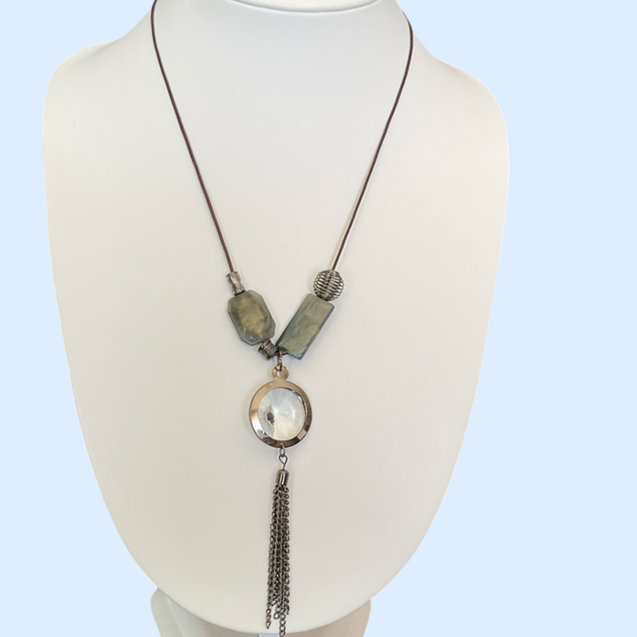 Jewelry | Long necklace with teal stone pendant