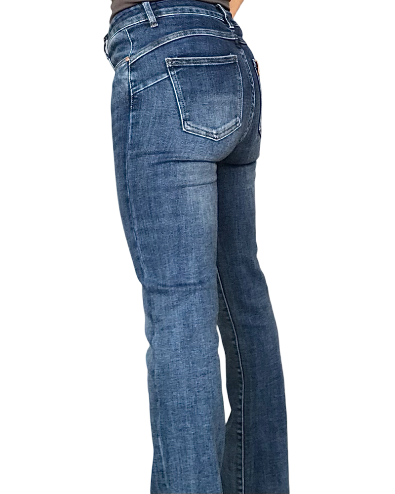 Jeans bleu moyen jambe droite 28 pouces (71cm) de jambe de coté 