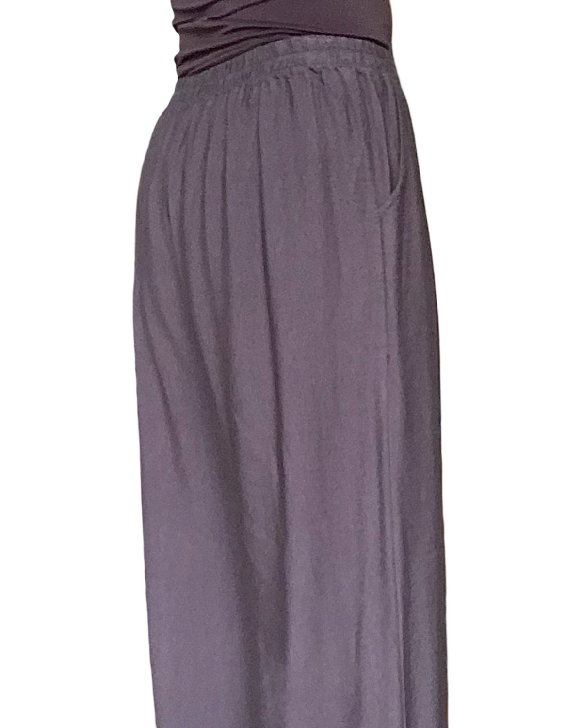 Pantalon palazzo brun chocolat taille élastique 30 pouces de jambe