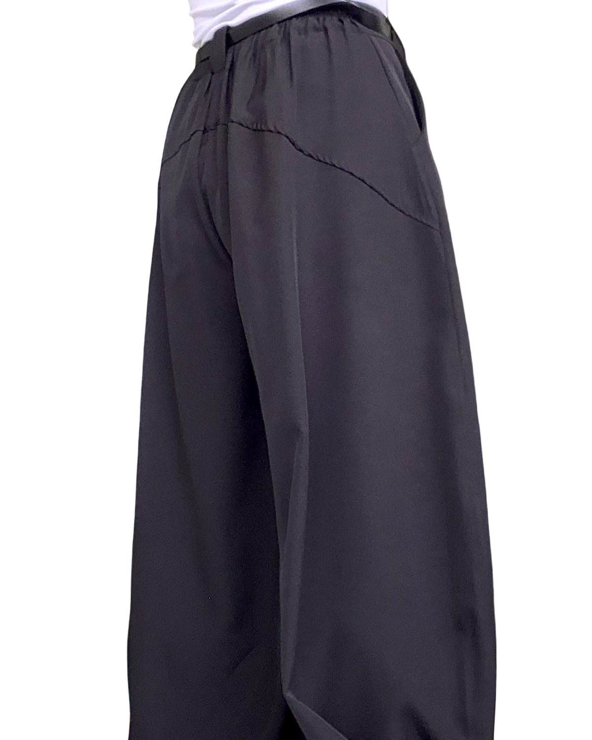 Pantalon noir baggy à taille élastique