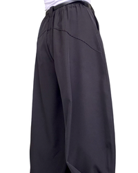 Pantalon noir baggy à taille élastique