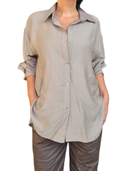 Chemise moka unie à manche longue (livraison 10 septembre)