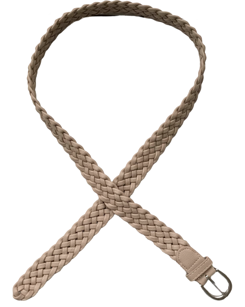 Ceinture tressée beige en cuir vegan 1 pouce de largeur