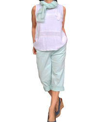 Capri aqua à taille élastique avec cordon