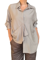 Chemise moka unie à manche longue (livraison 10 septembre)