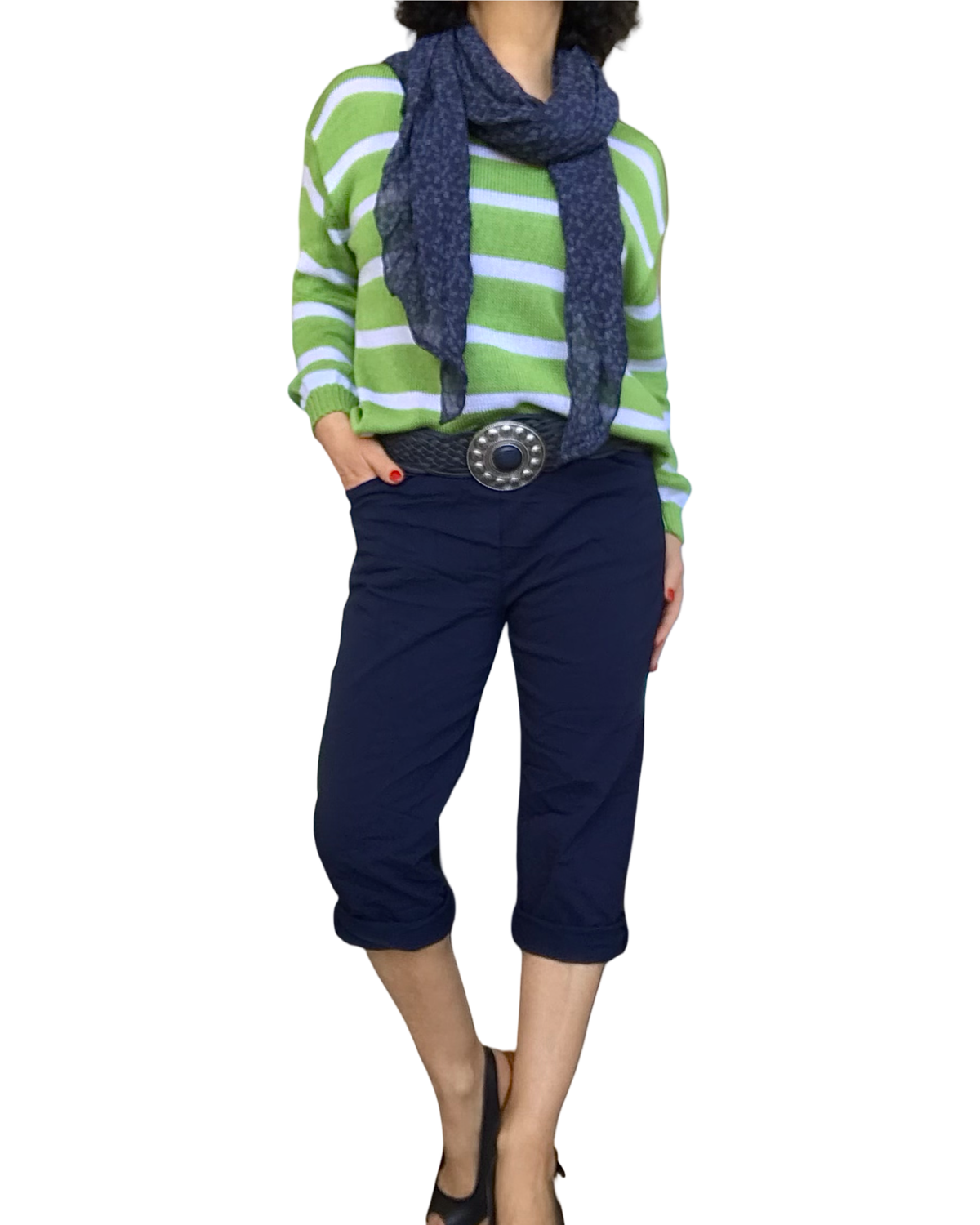 Capri marine à taille élastique avec cordon