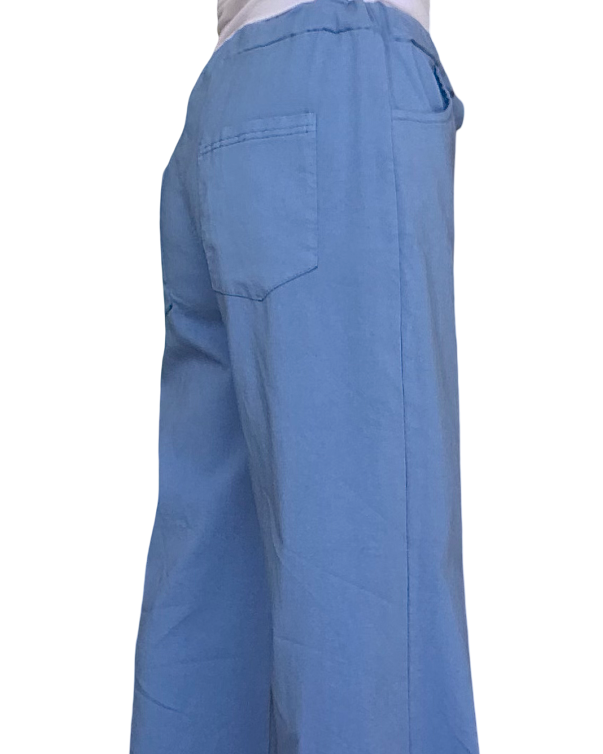 Pantalon jambe droite bleu jeans taille élastique avec cordon