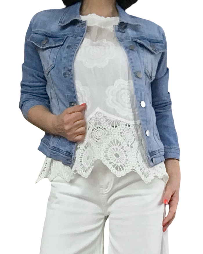 Jeans Jacket bleu clair avec poches devant