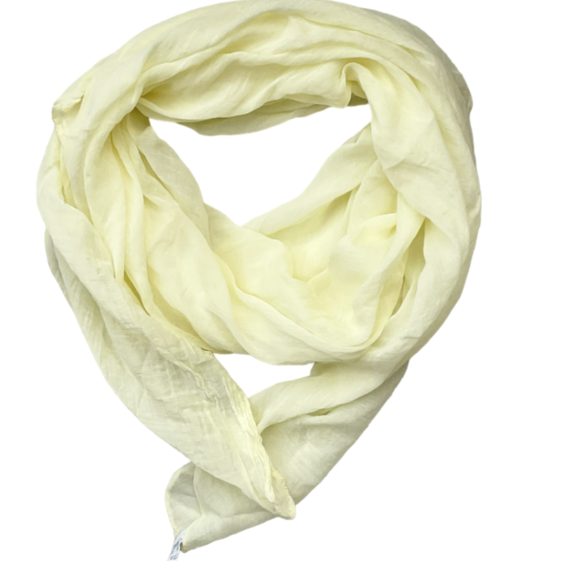 Foulard léger jaune pâle 20% soie et  80%coton(livraison 17 mars)