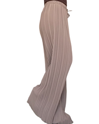Pantalon palazzo noisette à taille élastique chic