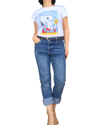 T-shirt blanc Snoopy rieur – Charme et confort
