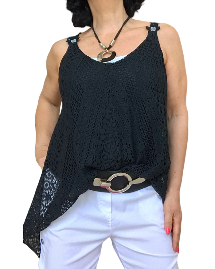 Camisole dentelle à fleurs – Élégance décontractée