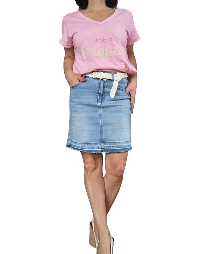 T-shirt rose «Original » col en V