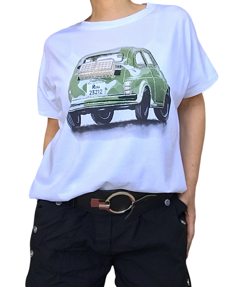 T-shirt blanc Fiat 500 – éclat chic et confort estival