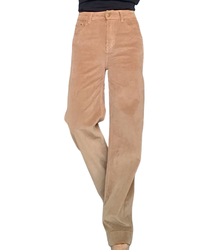 Pantalon en velours côtelé camel jambe droite