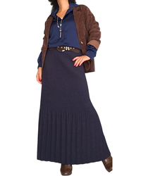Jupe longue en tricot marine chiné