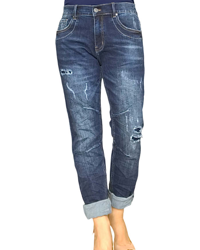 Jean boyfriend bleu foncé – Style urbain & confort | Livraison 10 mai