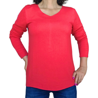 chandail rouge en tricot col en V