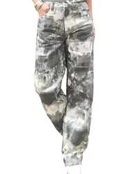 Pantalon marbré charcoal et blanc cassé jambe droite 32 pouces de jambe