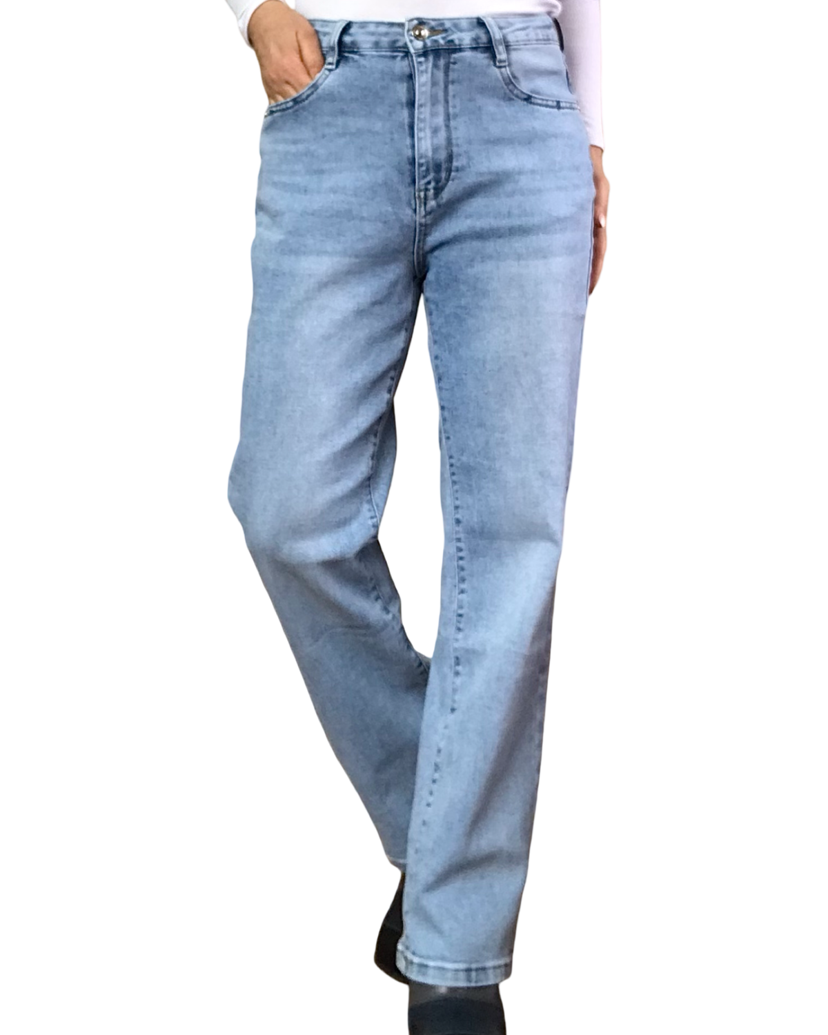 Jeans bleu pâle, jambe droite classique 28 pouces de jambe