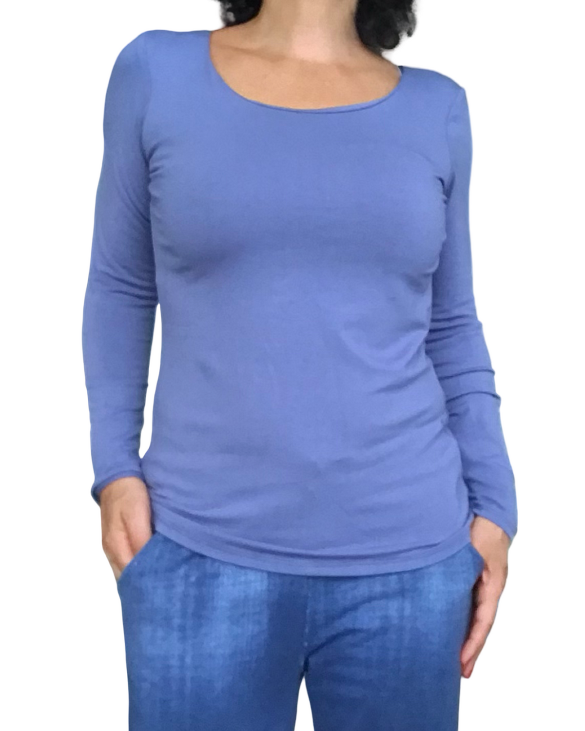 T-shirt uni Large/XLarge manche longue col en U