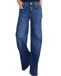 Jeans large bleu moyen frangé au bas 31 pouces de jambe