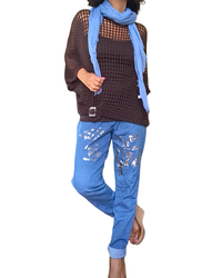 Chandail en crochet brun chocolat en grandes mailles