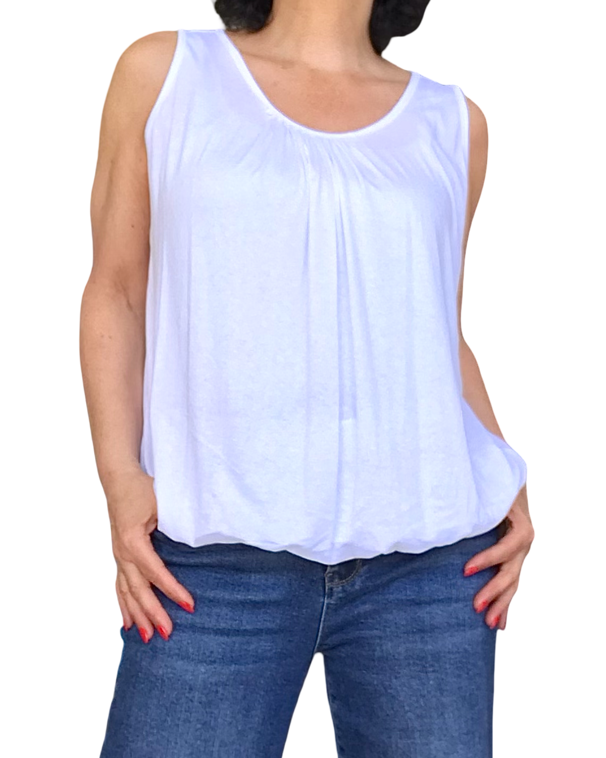 Camisole blanche élastique au bas
