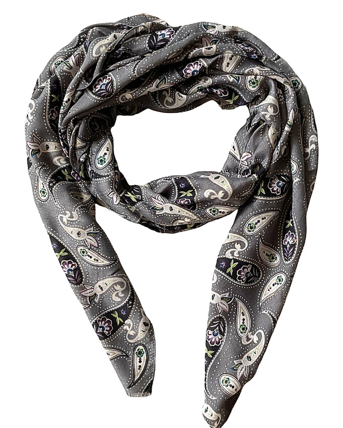 Foulard paisley gris 100% viscose