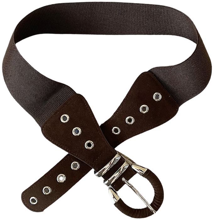 Ceinture brune élastique en ultra suède