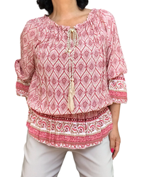 Blouse bohème tons rose bois – Légère et féminine